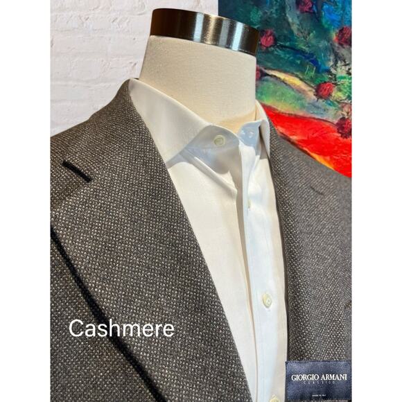 Giorgio Armani Mens 44L Taupe & Gray Cashmere Sport Coat Unconstructed 3/2 Roll - Picture 4 of 15
